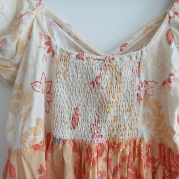 FREE PEOPLE La Bamba Babydoll Top in Tea Combo Floral Boho Handkerchief Y2K XS - Picture 11 of 15